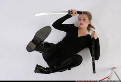 Woman Adult Athletic White Fighting with sword Perspective distortion Casual