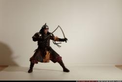 Man Adult Athletic White Fighting with sword Moving poses Army