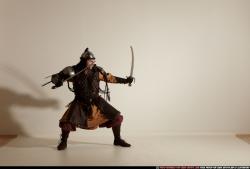 Man Adult Athletic White Fighting with sword Moving poses Army