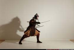 Man Adult Athletic White Fighting with sword Moving poses Army