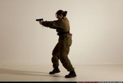 Woman Adult Average White Fighting with gun Moving poses Army