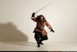 Man Adult Average White Fighting with sword Moving poses Army