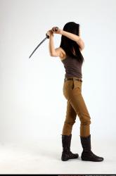 Woman Young Athletic Fighting with sword Standing poses Casual Asian