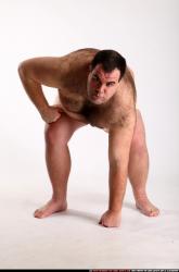 Man Adult Chubby White Martial art Kneeling poses