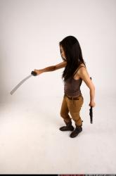 Woman Young Athletic Fighting with sword Standing poses Casual Asian