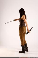 Woman Young Athletic Fighting with sword Standing poses Casual Asian