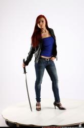 Woman Young Athletic White Fighting with sword Standing poses Casual