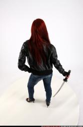 Woman Young Athletic White Fighting with sword Standing poses Casual