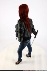 Woman Young Athletic White Fighting with sword Standing poses Casual