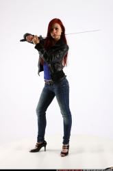 Woman Young Athletic White Fighting with sword Standing poses Casual