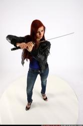 Woman Young Athletic White Fighting with sword Standing poses Casual