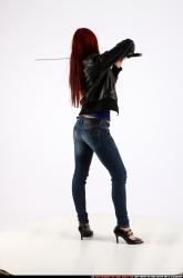 Woman Young Athletic White Fighting with sword Standing poses Casual