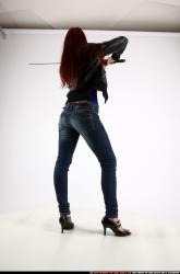 Woman Young Athletic White Fighting with sword Standing poses Casual