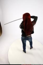 Woman Young Athletic White Fighting with sword Standing poses Casual