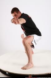 Man Adult Athletic White Martial art Kneeling poses Sportswear