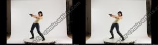 2014 06 3D STEREOSCOPIC NATALIE LEANING AIMING SHOOTING PISTOL 01