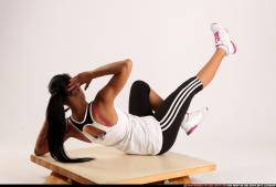 Woman Young Athletic Fitness poses Laying poses Sportswear Latino