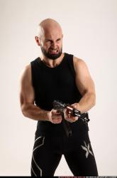 Man Adult Athletic White Fighting with submachine gun Standing poses Army