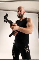 Man Adult Athletic White Fighting with submachine gun Standing poses Army