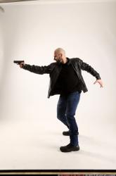Man Adult Athletic White Fighting with gun Moving poses Casual
