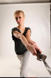 Woman Adult Athletic White Fighting with sword Standing poses Casual