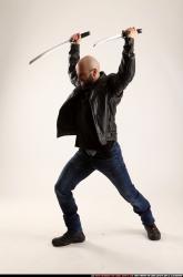 Man Adult Athletic White Fighting with sword Standing poses Casual