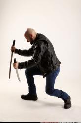 Man Adult Athletic White Fighting with sword Standing poses Casual