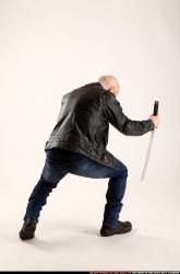 Man Adult Athletic White Fighting with sword Standing poses Casual