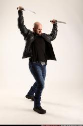 Man Adult Athletic White Fighting with sword Standing poses Casual