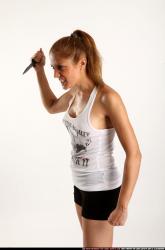 Woman Adult Athletic White Fighting with knife Standing poses Casual