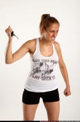 Woman Adult Athletic White Fighting with knife Standing poses Casual