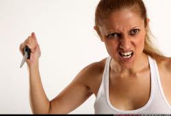 Woman Adult Athletic White Fighting with knife Standing poses Casual