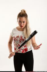 Woman Young Average Standing poses Casual Asian Fighting with bat