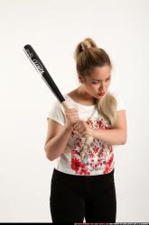 Woman Young Average Standing poses Casual Asian Fighting with bat