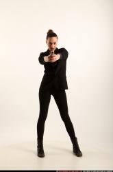 Woman Young Athletic White Fighting with gun Standing poses Casual