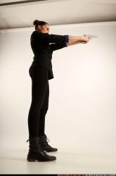 Woman Young Athletic White Fighting with gun Standing poses Casual