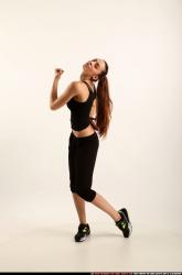 Woman Young Athletic White Moving poses Sportswear Dance