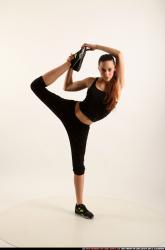 Woman Young Athletic White Moving poses Sportswear Dance