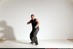 Man Adult Athletic White Fighting with gun Moving poses Army