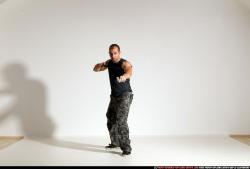 Man Adult Athletic White Fighting with gun Moving poses Army