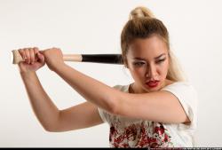 Woman Young Average Standing poses Casual Asian Fighting with bat