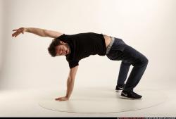 Man Adult Athletic White Moving poses Sportswear Dance