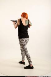 Woman Adult Athletic White Fighting with submachine gun Standing poses Casual