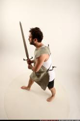 Man Adult Athletic White Fighting with sword Standing poses Army