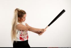 Woman Young Average Standing poses Casual Asian Fighting with bat