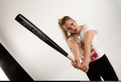 Woman Young Average Standing poses Casual Asian Fighting with bat