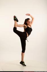 Woman Young Athletic White Moving poses Sportswear Dance