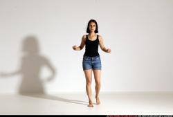 Woman Young Athletic White Magic Moving poses Casual