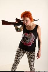 Woman Adult Athletic White Fighting with submachine gun Standing poses Casual