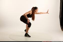 Woman Young Athletic White Moving poses Sportswear Dance